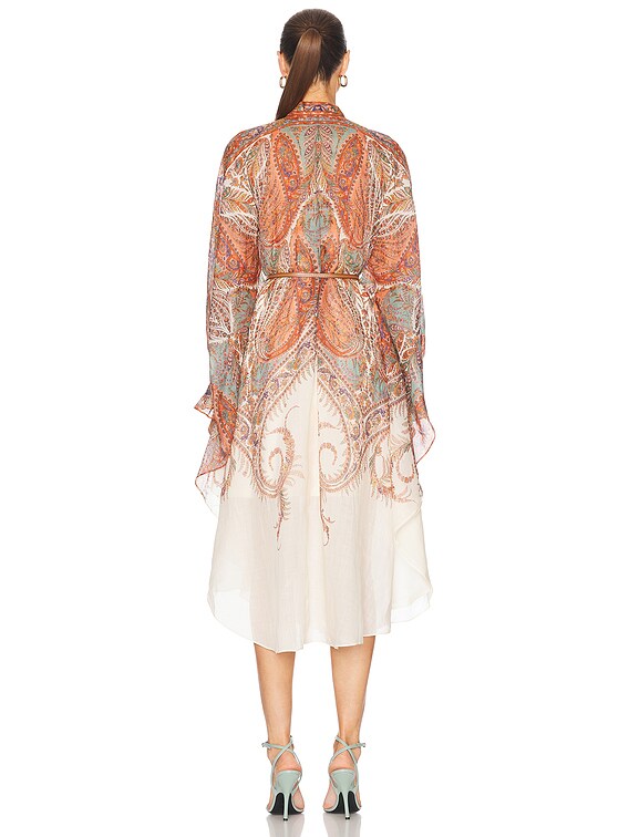 Zimmermann Rhiannon Tie Neck Midi Dress in Cream Paisley | FWRD Zimmermann Rhiannon Tie Neck Midi Dress in Cream Paisley | FWRD