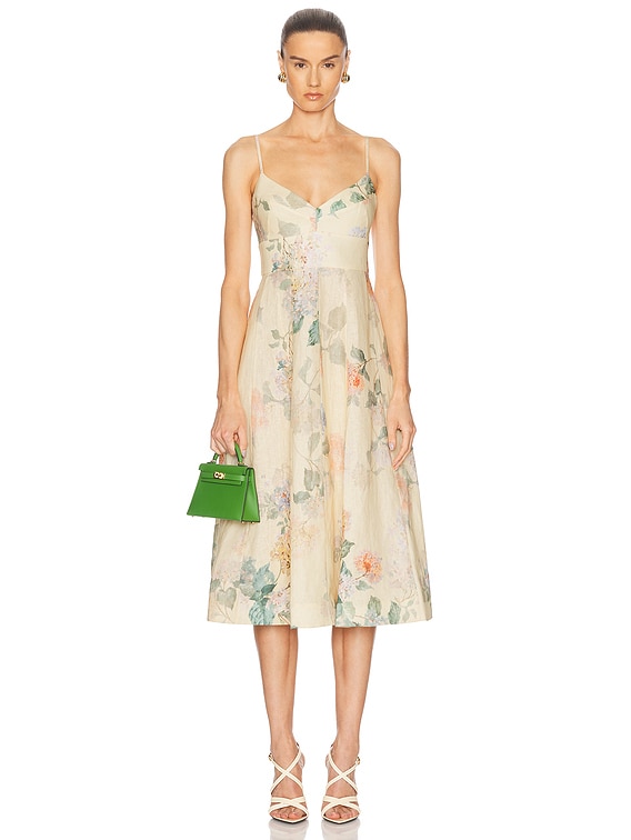 【送料&関税込】Zimmermann Illuminate Picnic Flared Midi Dre Zimmermann Illuminate Picnic Dress in Lemon Hydrangea | FWRD