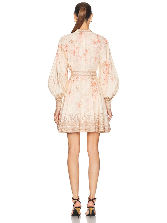ZIMMERMANN ジマーマン ワンピース Illuminate floral 1041007 Zimmermann Illuminate Buttoned Mini Dress in Coral Floral | FWRD
