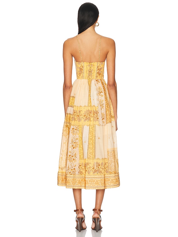 ワンピース Zimmermann LUCKY CORSET MIDI DRESS Lucky Corset Midi Dress Mustard Bandana Online | Zimmermann
