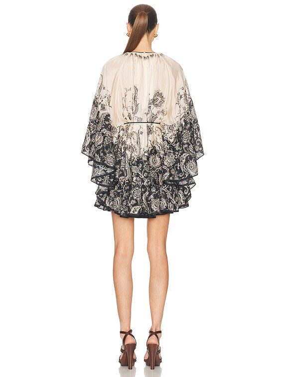 Zimmermann Rhiannon Lantern Mini Dress in Cream & Black