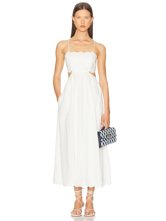 Zimmermann Rhiannon Scallop Midi Dress in Ivory | FWRD