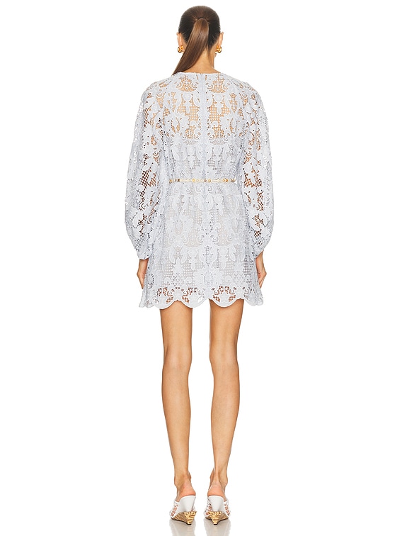 ワンピース ZIMMERMANN COCO PRINTED COTTON MINI DRESS Zimmermann Coco Lace Tunic Mini Dress in Powder Blue | FWRD