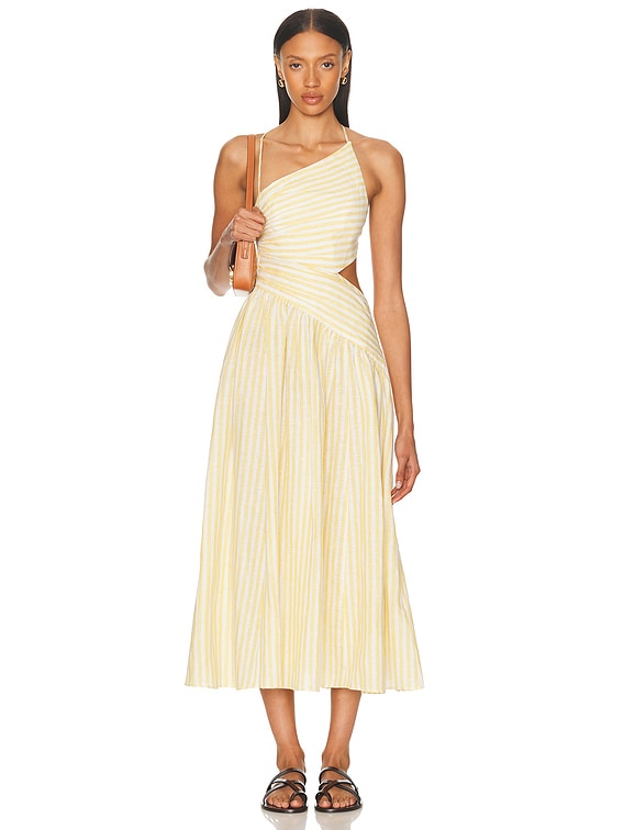 Zimmermann Cascadian Asymmetric Dress in Yellow Stripe | FWRD