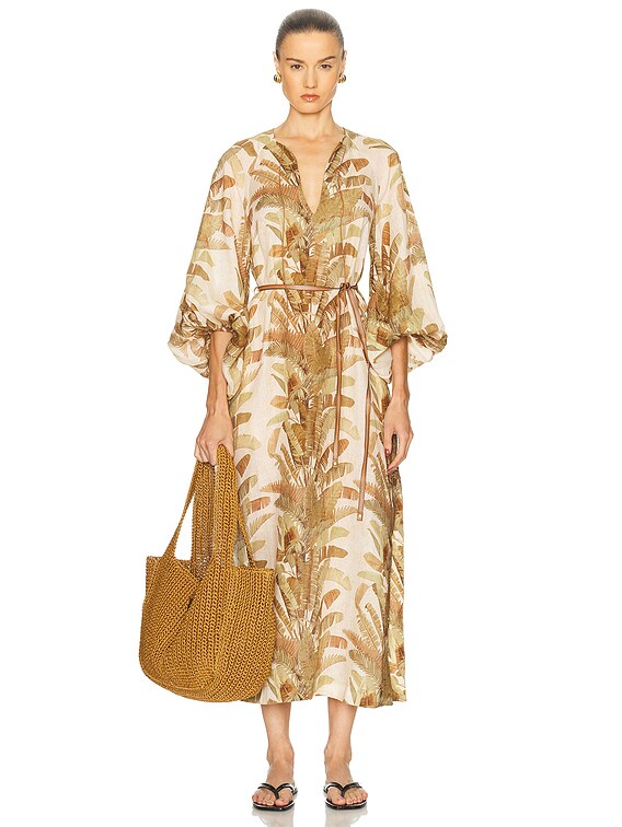 Zimmermann Ascension Midi Dress in Green Palm | FWRD