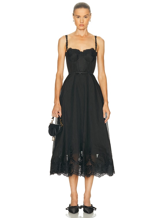 Zimmermann Lace Trim Picnic Dress in Black | FWRD