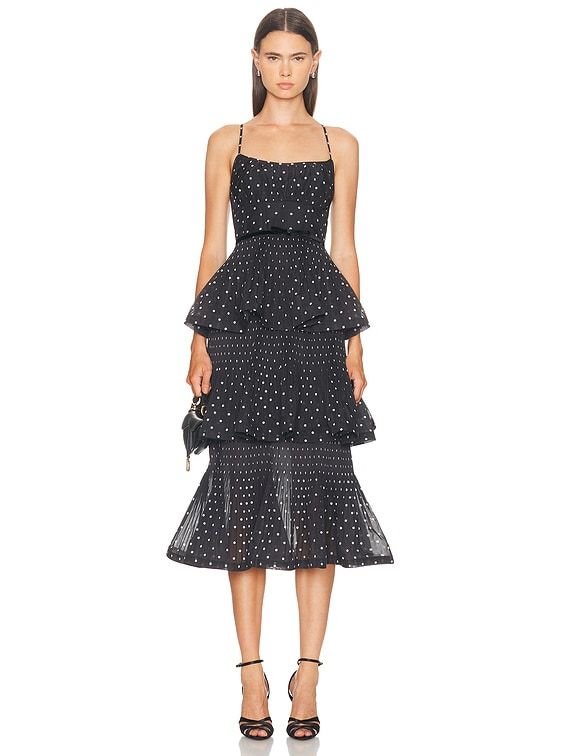 Pleated Tiered Midi Dress