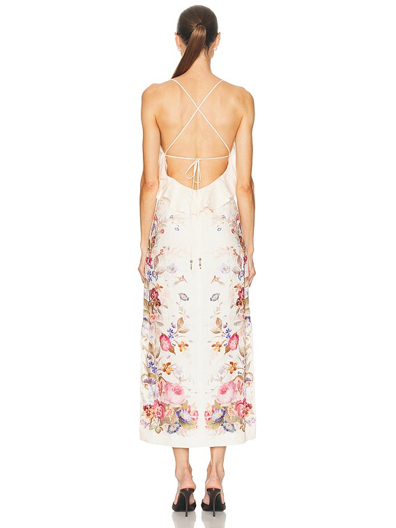 Zimmermann Patience Frill Midi Dress in Vanilla Floral | FWRD