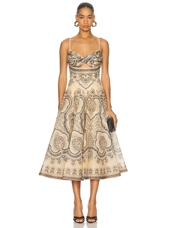 Zimmermann Luna Twist Mini Dress in Cream Perla Paisley | FWRD