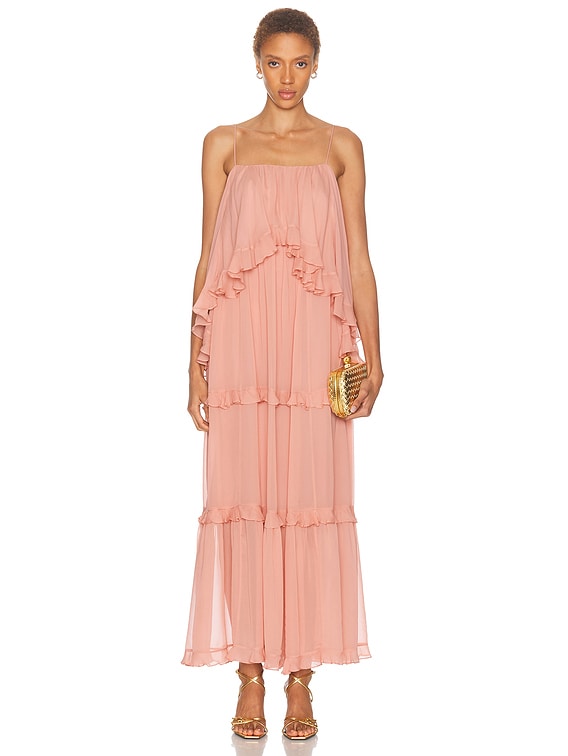 Zimmermann Luna Frilled Slip Dress in Dusty Rose | FWRD