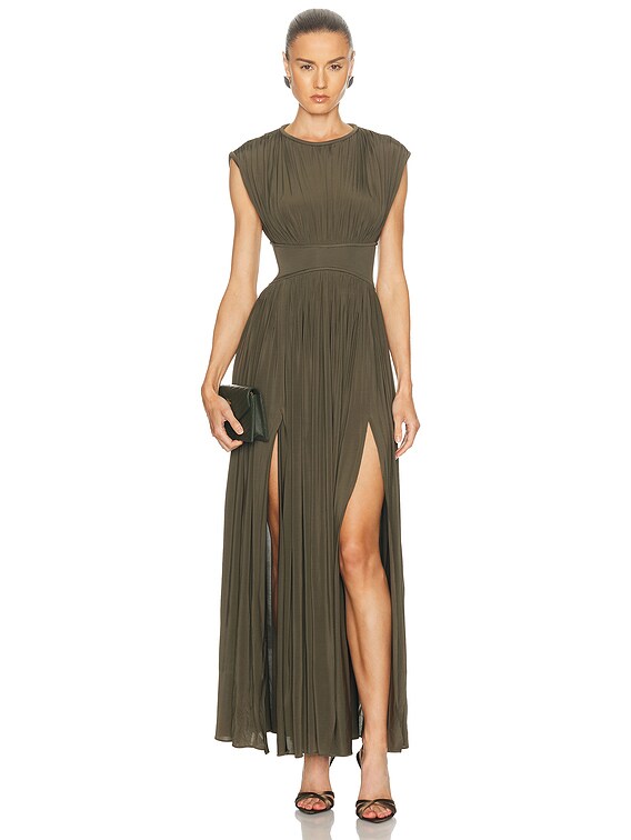 Zimmermann Luna Column Dress in Olive | FWRD