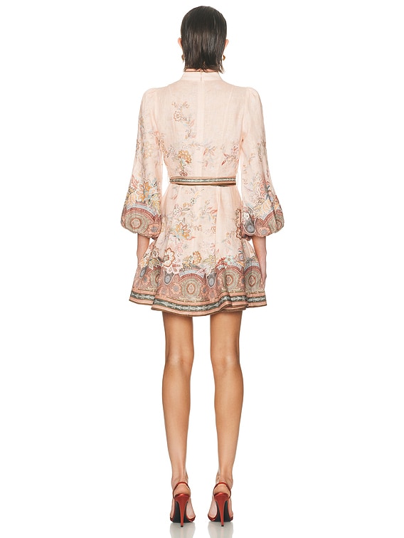 zimmermann bells fit flare mini dress Zimmermann - Bells Blue Paisley Short Dress