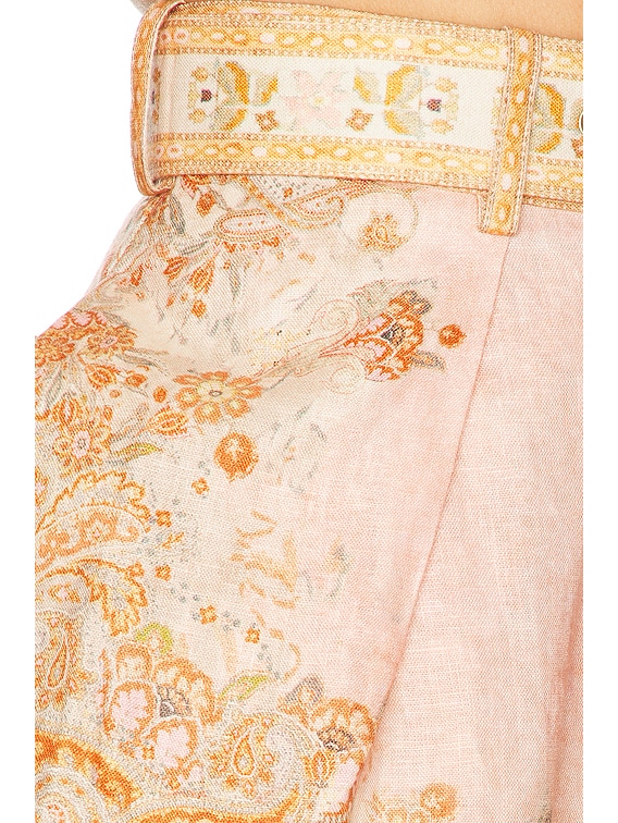 Zimmermann Acacia Tuck Short in Cream & Pink Multi | FWRD