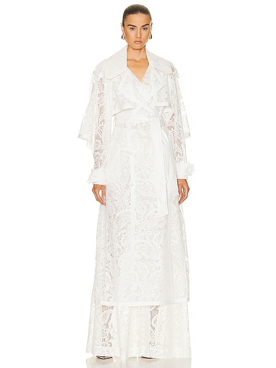Zimmermann Wonderland Lace Trench Coat in Ivory | FWRD