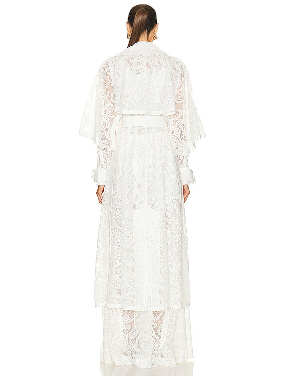 Zimmermann Wonderland Lace Trench Coat in Ivory | FWRD