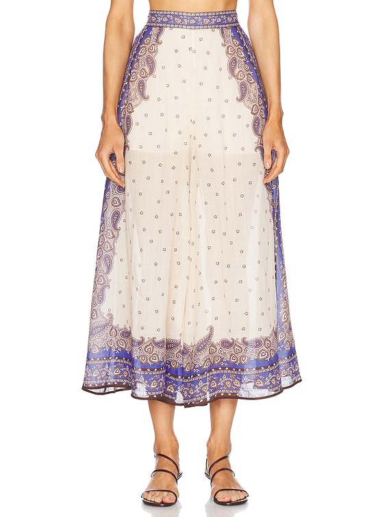 Zimmermann Maxine Wide Leg Cropped Pant in Purple Paisley | FWRD