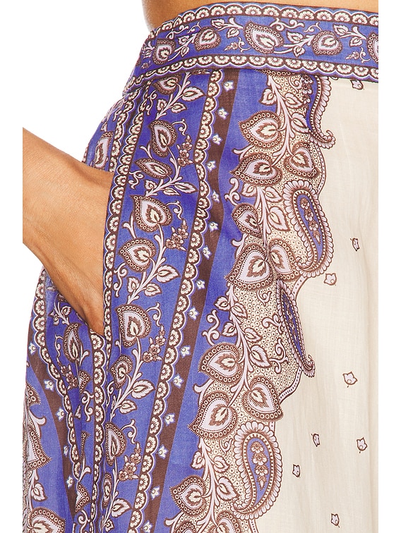 Zimmermann Maxine Wide Leg Cropped Pant in Purple Paisley | FWRD