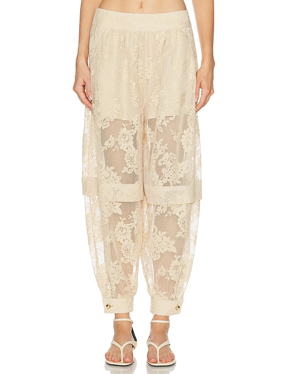 くるめ Zimmermann Luna Lace Harem Pant in Cream | FWRD