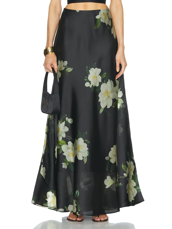 Zimmermann Harmony Flare Skirt in Black Magnolia | FWRD