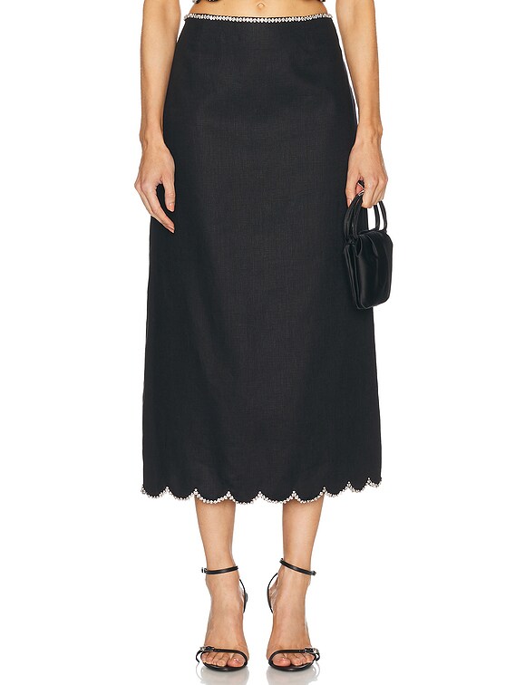 Crush Scalloped Midi Skirt
