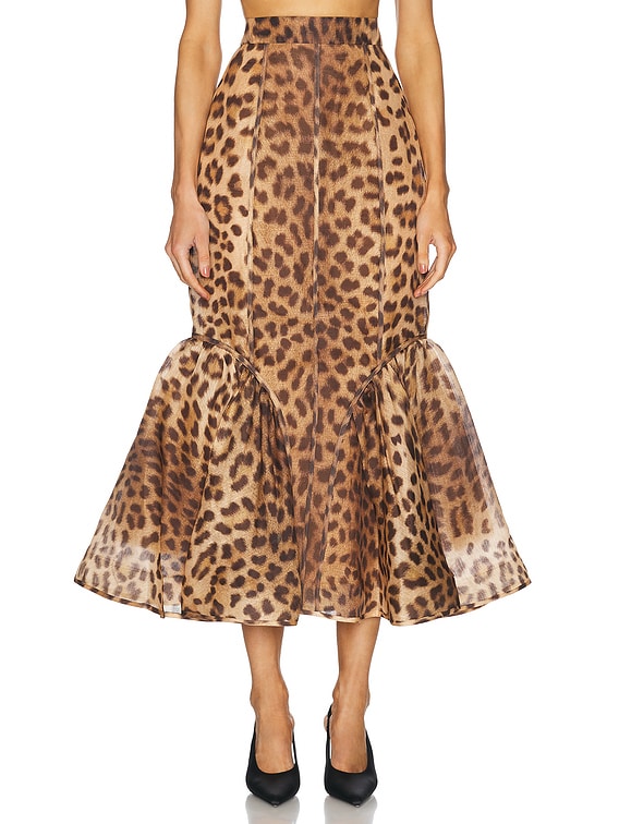 Zimmermann Crush Panelled Pencil Skirt in Leopard | FWRD