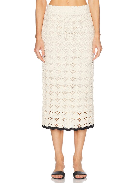 スカート Zimmermann Rhiannon Crochet Skirt Zimmermann Rhiannon Crochet Skirt in Cream & Black | FWRD
