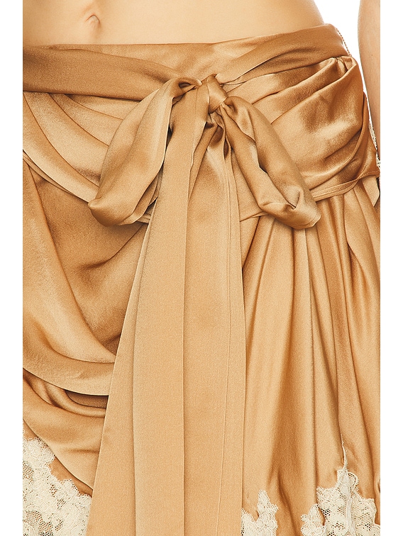 Zimmermann Hypnotic Satin Drape Skirt in Biscuit | FWRD