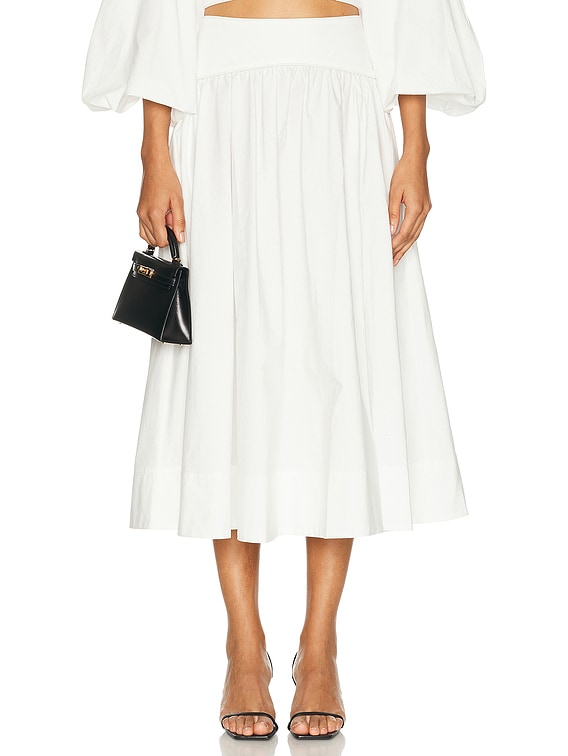 Zimmermann Poplin Midi Skirt in Ivory | FWRD