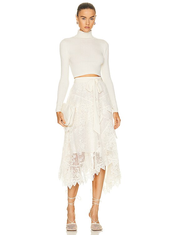 Zimmermann Lace Asymmetric Skirt in Cream | FWRD