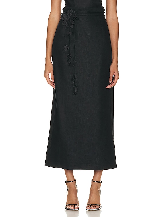 Zimmermann black midi on sale skirt