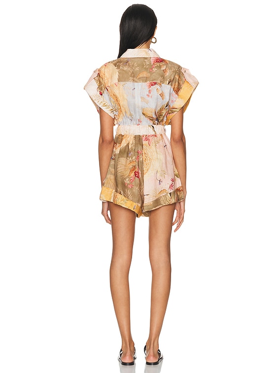 Zimmermann Ascension Cuffed Playsuit in Spliced | FWRD