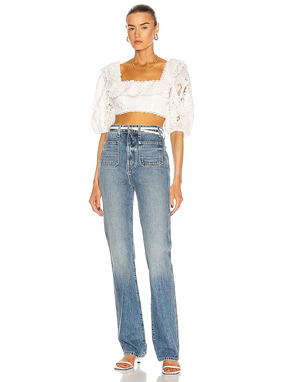 Zimmermann Lulu Scallop Frill Top in Ivory | FWRD