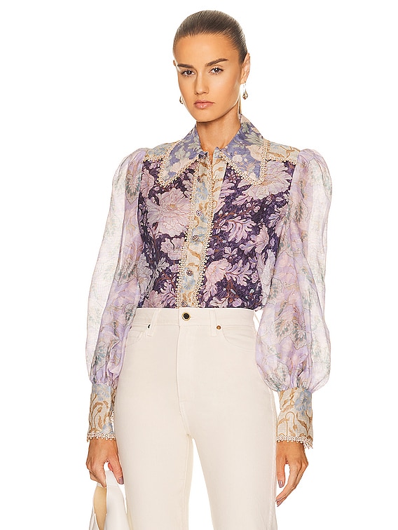 Zimmermann Celestial Spliced Blouse in Spliced Lavender