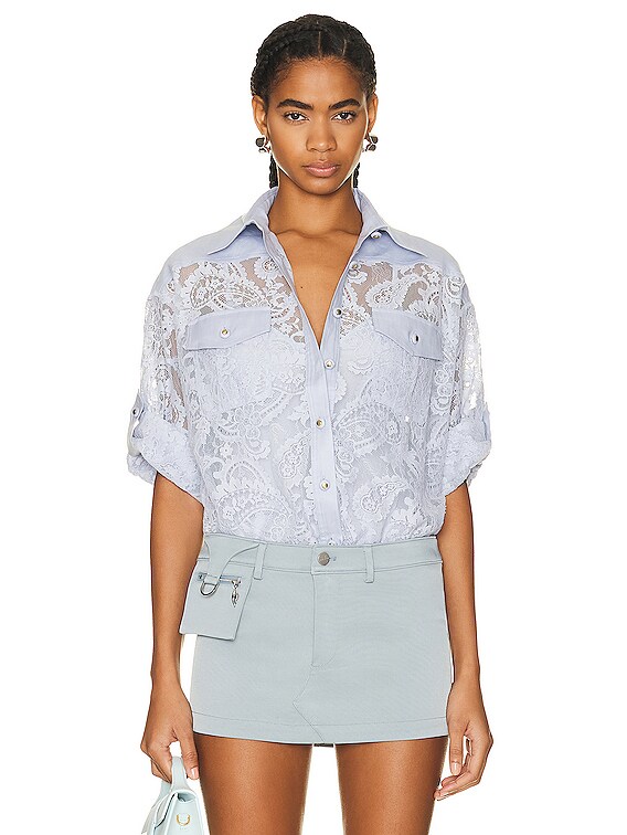 Zimmermann Coaster Lace Shirt in Periwinkle | FWRD