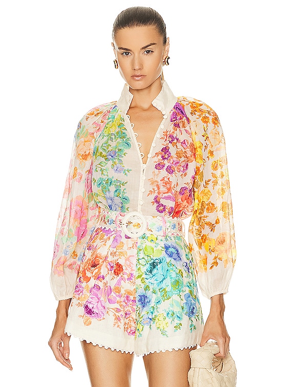 Zimmermann Raie Billow Blouse in Multi Floral | FWRD