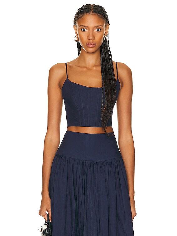 Zimmermann Alight Corset Top in Dark Navy | FWRD