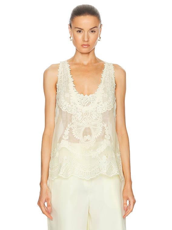 Zimmermann Natura Lace Patch Tank in Lemon | FWRD
