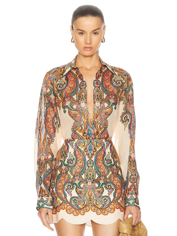 Zimmermann Ottie Oversized Shirt in Multi Paisley | FWRD