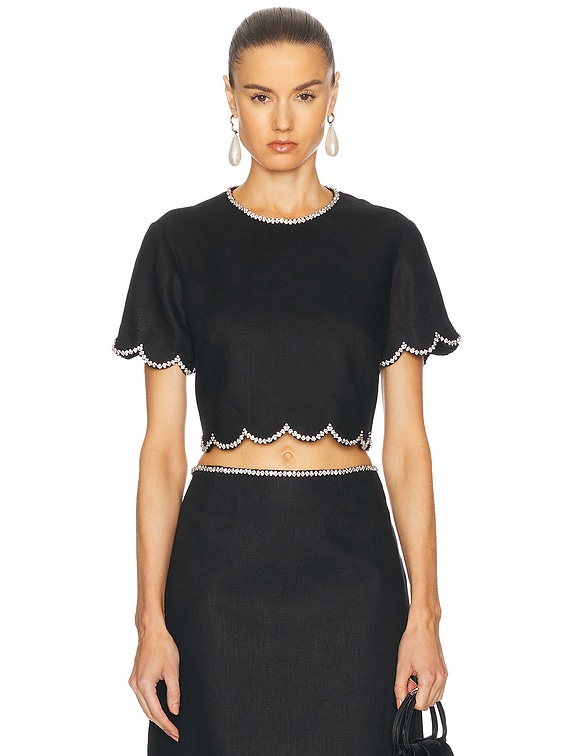 Zimmermann Crush Scalloped Top in Black | FWRD
