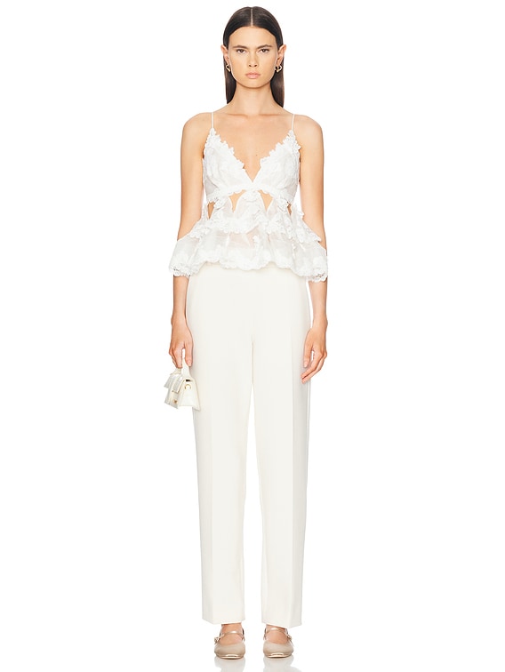 Zimmermann Crush Lace Motif Tiered Top in Ivory | FWRD