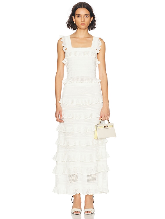 トップス tyn.TGOR Frill camisole OFF-WHITE Zimmermann Illuminate Lace Frill Tank Top in Ivory | FWRD
