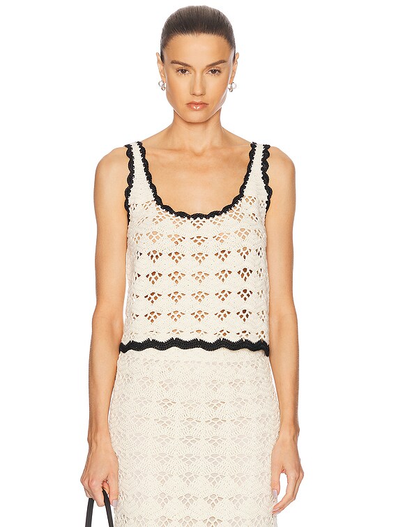 Tシャツ・カットソー ZIMMERMANN RHIANNON CROCHET TANK TOP Zimmermann Rhiannon Scallop-Trimmed Crochet Tank | Saks