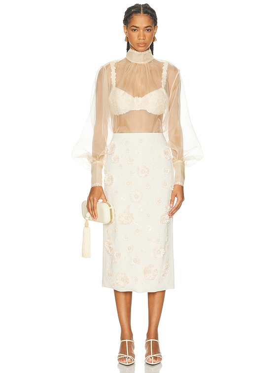 Zimmermann Memento Organza Blouse in Sepia | FWRD