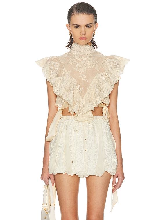Zimmermann Hypnotic Lace Bodice Top in Cream | FWRD
