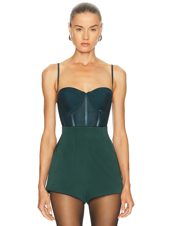 Zimmermann Rebellion Corset Bodysuit in Bottle Green | FWRD