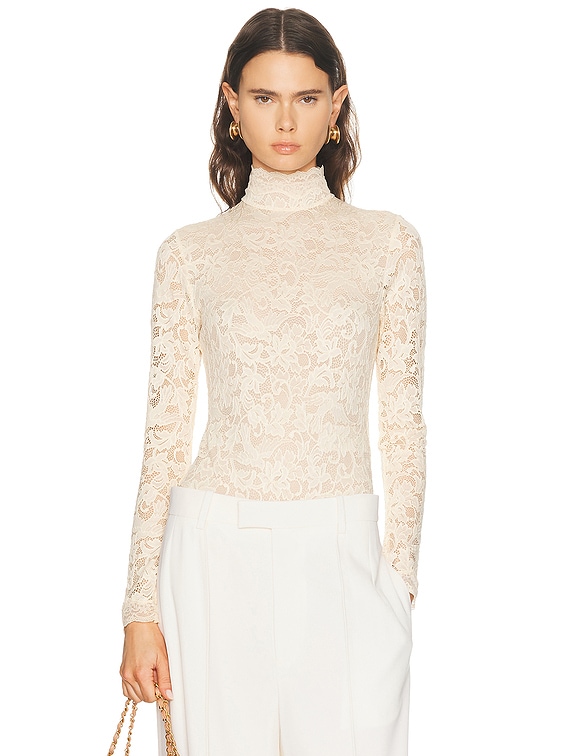 Zimmermann High Neck Bodysuit in Cream | FWRD