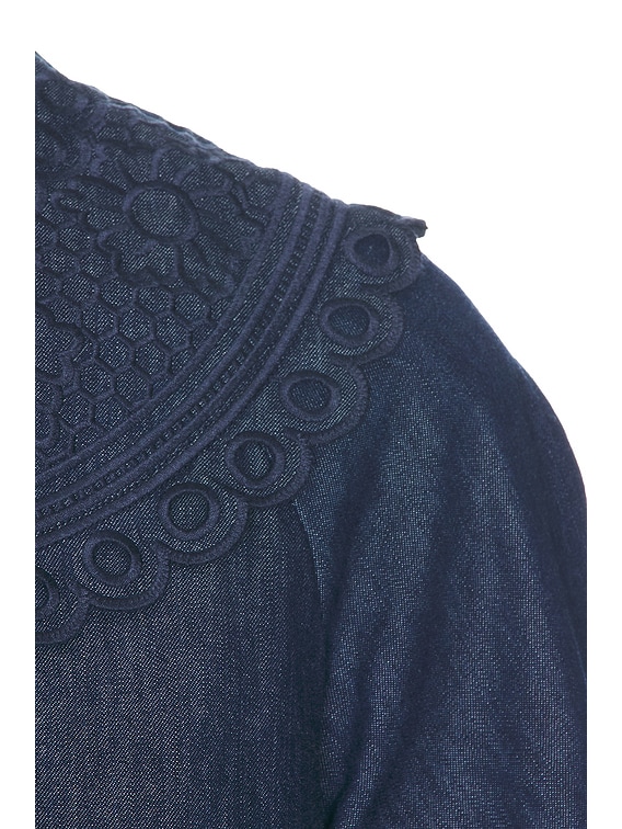 Zimmermann Mahon Broderie Denim Top in Ink | FWRD
