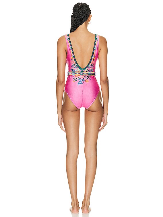 Marie Ribbed Underwire One Piece Swimsuit - Pink Punch