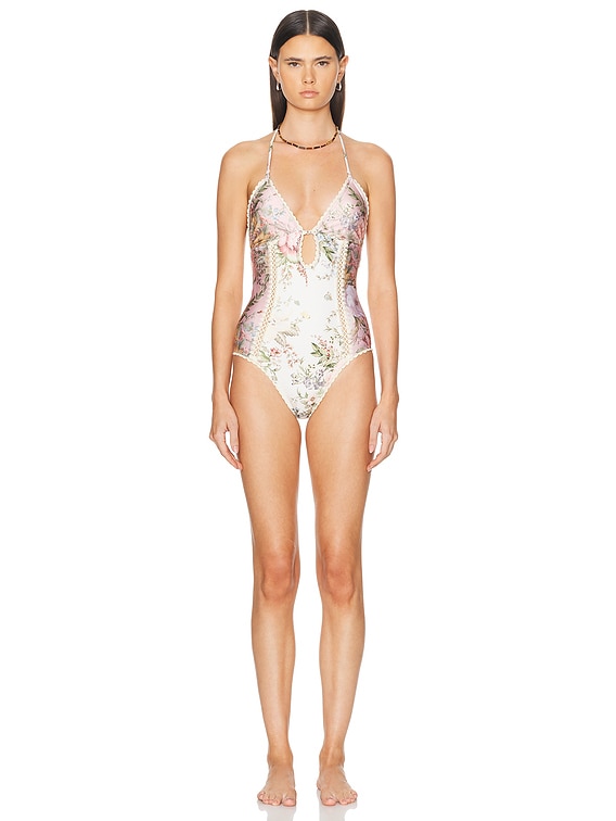 Zimmermann Waverly Keyhole Crochet One Piece Swimsuit in