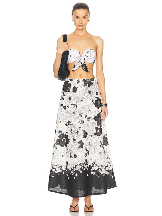 Zimmermann Pop Scarf Tie Bikini in Ivory & Black Floral | FWRD